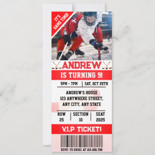 Invitation Billet de hockey numérique modifiable pour anniver