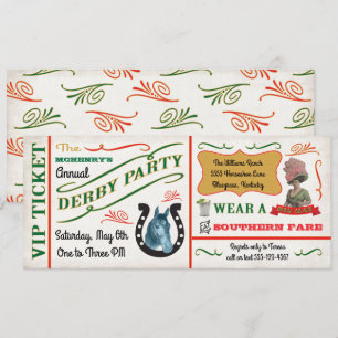 Invitation Billet de la partie de course de chevaux Derby vin