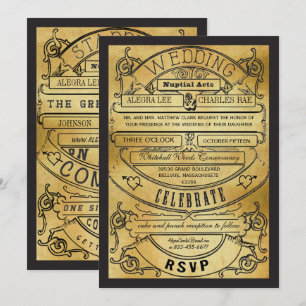 Invitation Billet de mariage à typographie rustique vintage
