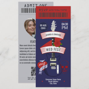 Invitation Billet de mariage Rock 'n' Roll Minuit Riot