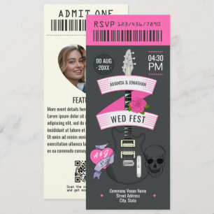 Invitation Billet de mariage Rock 'n' Roll Romance Punk