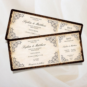 Invitation Billet de mariage vintage RSVP baroque