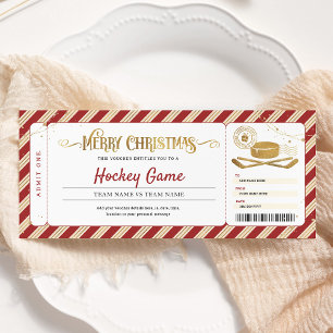 Invitation Billet de match de hockey surprise cadeau de Noël