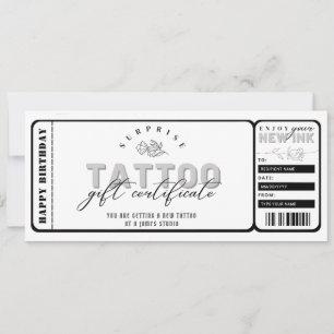 Invitation Billet de modèle du bon de tatouage personnel