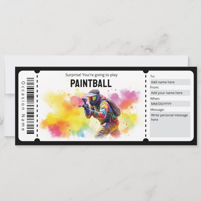 Invitation Billet de paintball (Devant)