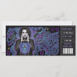Invitation Billet de passage VIP Neon Party Soirée de fille