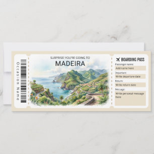 Invitation Billet de passeport de voyage à Madère