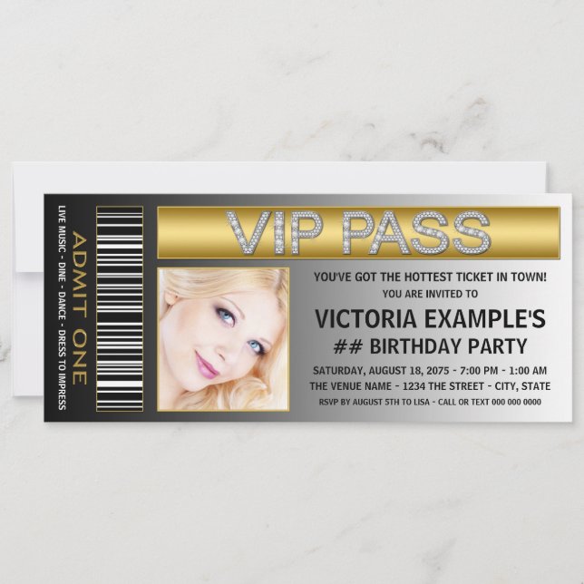 Invitation Billet de passeport VIP Fête d'anniversaire (Devant)