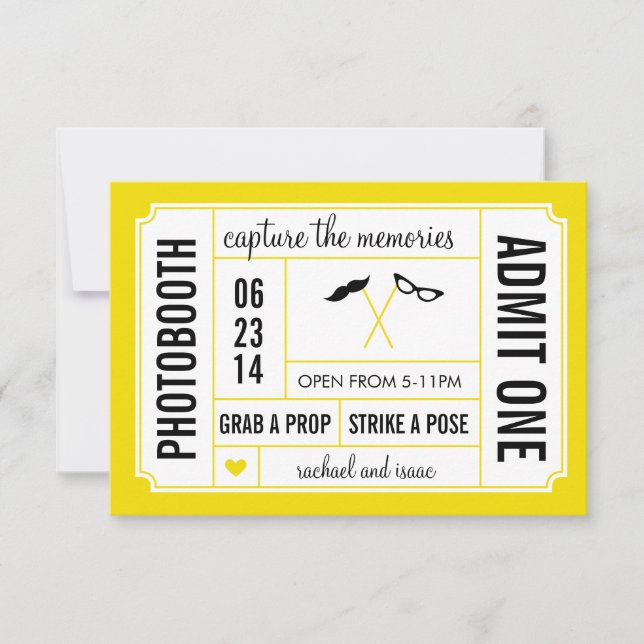 Invitation Billet de Photobooth d'appui verticaux de (Devant)