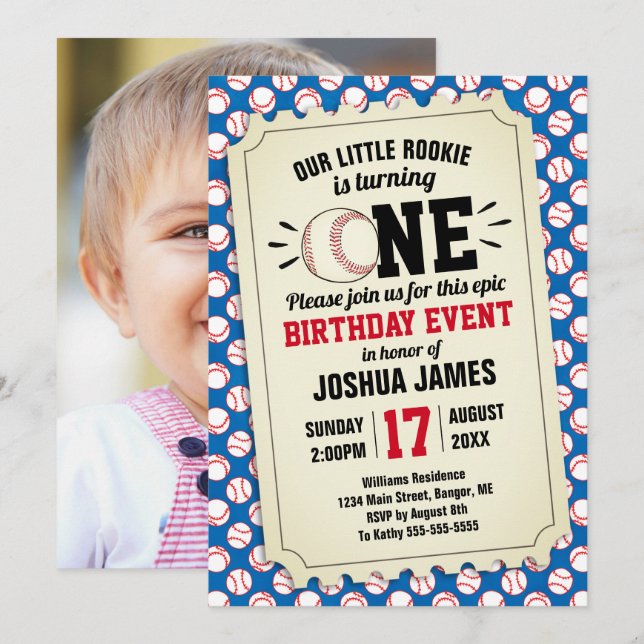 Invitation Billet de retour pour le baseball sportif Little R (Devant / Derrière)