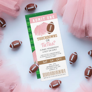 Invitation Billet de Révélation du Sexe Touchdowns ou Tutus