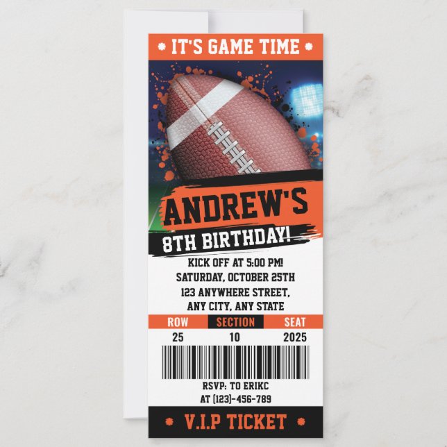 Invitation Billet de rugby personnel anniversaire Enfants (Devant)