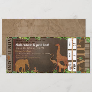 Invitation Billet de Safari dans la Jungle pour Animaux Bruns