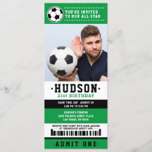 Billet de soccer noir vert photo de fête d'anniver