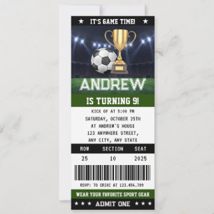 Invitation Billet de soccer personnel Anniversaire Décoration