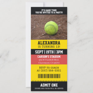 Invitation Billet de softball pour un anniversaire