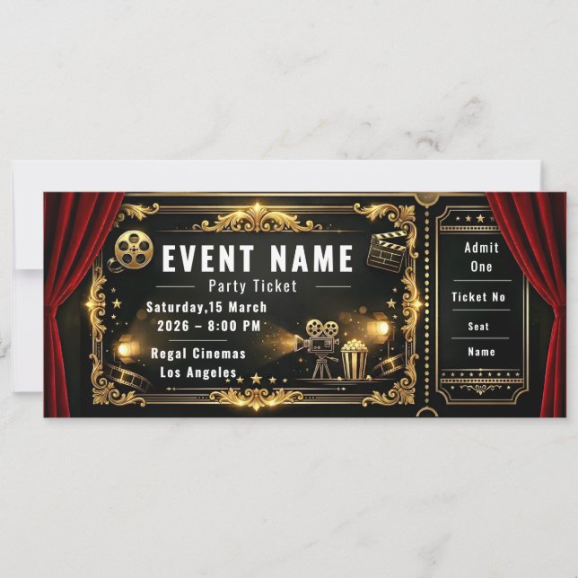 Invitation Billet de soirée cinéma (Devant)