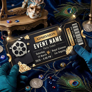 Invitation Billet de soirée cinéma personnalisable 2026