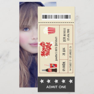 Invitation Billet de soirée cinéma rétro pour anniversaire aj
