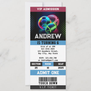 Invitation Billet de sport All Star personnel Anniversaire