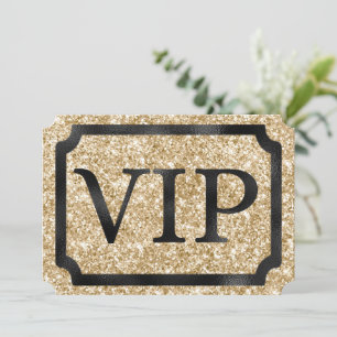 Invitation Billet de ticket d'événement VIP à paillettes doré