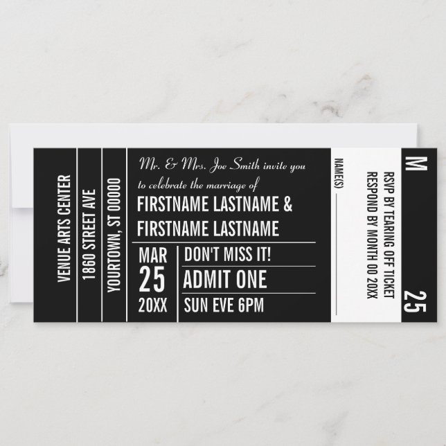 Invitation Billet de Ticket Zone Blanche Fête (Devant)
