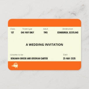 Invitation Billet de train inspiré  LGBTQ+ Mariage gay