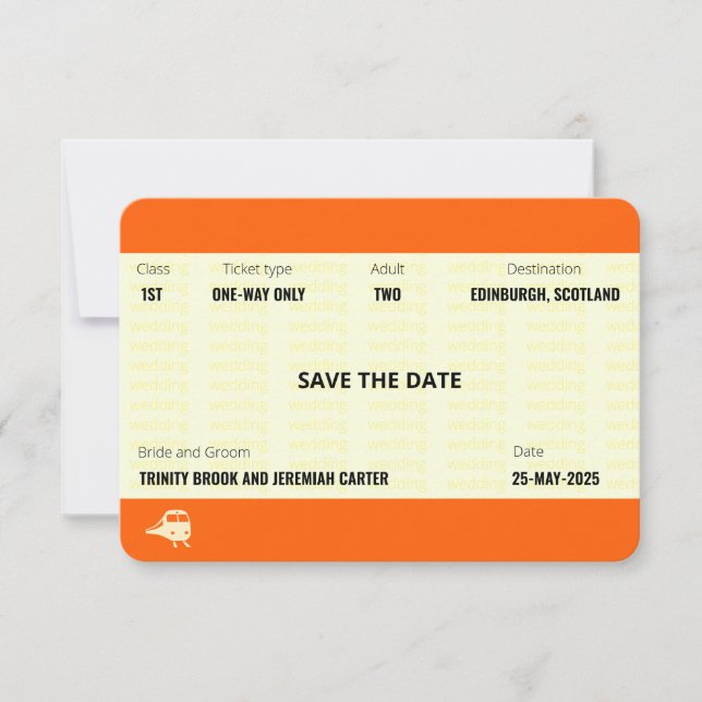 Invitation Billet de Train Inspiré | Mariage Enregistrer la D (Devant)