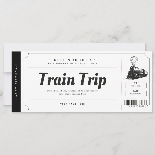 Invitation Billet de train surprise pour un voyage - Bon cade (Devant)