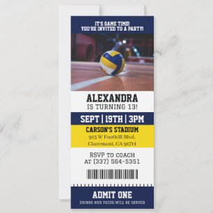 Invitation Billet de Volleyball pour Anniversaire