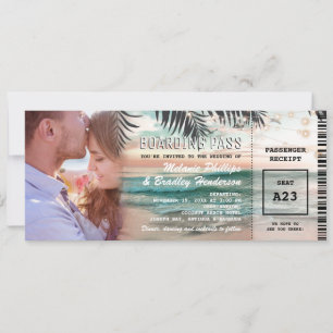 Invitation Billet d'embarquement de tableau photo Mariage tro