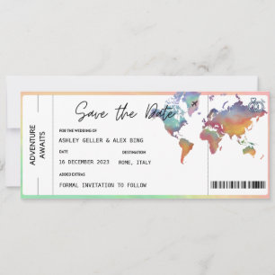 Invitation Billet d'embarquement Enregistrer la date avec pho