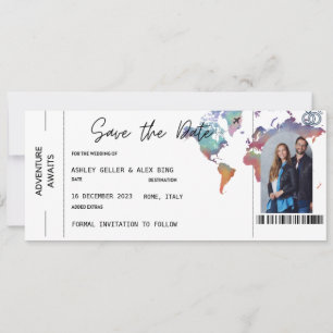 Invitation Billet d'embarquement Enregistrez la date avec pho