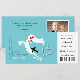 Invitation Billet d'embarquement Mariage Destination Croatie