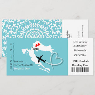 Invitation Billet d'embarquement Mariage Destination Croatie