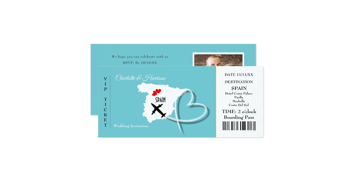 Invitation Billet d'embarquement Mariage Destination ...