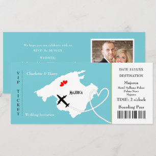 Invitation Billet d'embarquement Mariage Destination Majorque