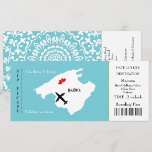 Invitation Billet d'embarquement Mariage Destination Majorque