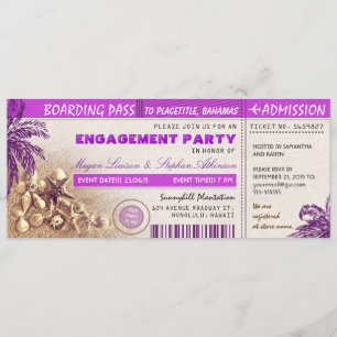 Invitation billet d'embarquement violet pour le parti Engagem