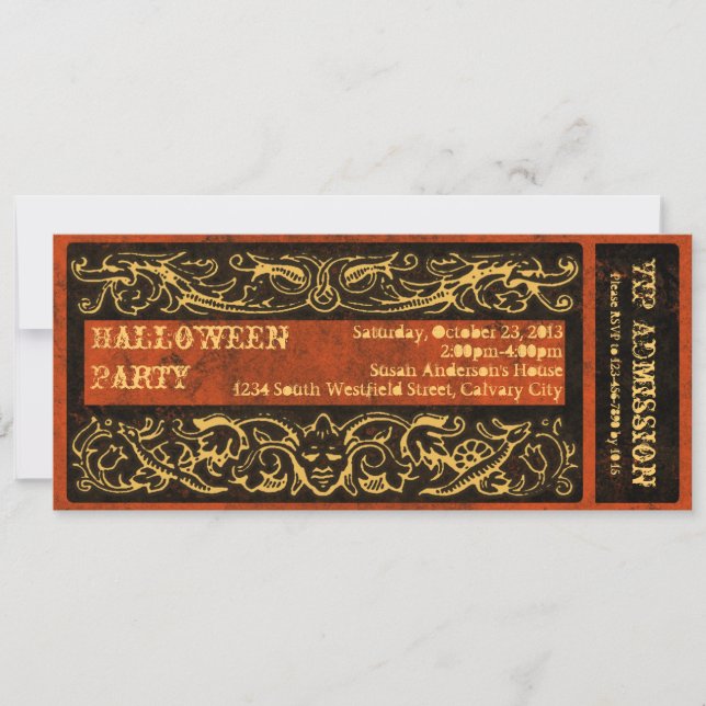 Invitation Billet d'entrée de fête d'Halloween Goth Déplaisan (Devant)