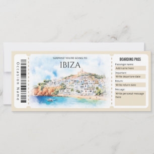 Invitation Billet d'entrée d'embarquement Ibiza modifiable