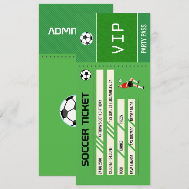 Invitation Billet d'entrée pour une fête d'anniversaire sur l (Devant / Derrière)