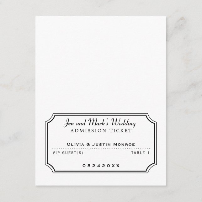 Invitation Billet d'entrée vidéo noir et blanc (Devant)