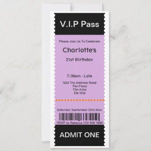Invitation Billet d'entrée VIP Pass Party