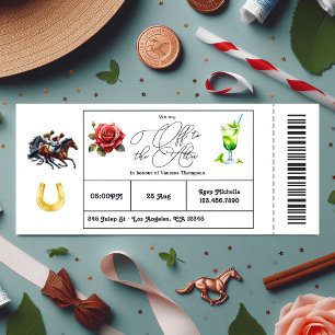 Invitation Billet Derby Day "Off to the Altar" Fête des marié