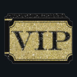Invitation Billet d'événement Black & Gold Parties scintillan<br><div class="desc">customiser avec un texte</div>