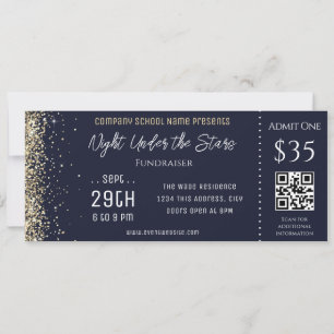 Invitation Billet d'événement Gold Parties scintillant Blue C
