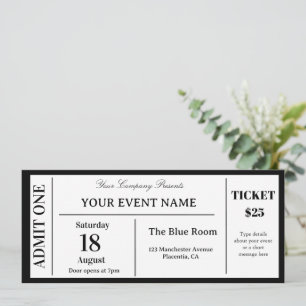 Invitation Billet d'événement personnalisé, Billet de concert
