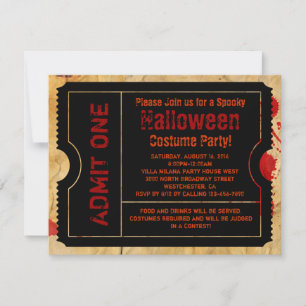 Invitation Billet d'Halloween Splatter de sang papier
