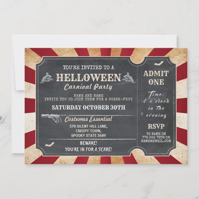 Invitation Billet d'horreur HELLoween Party Circus Horror (Devant)